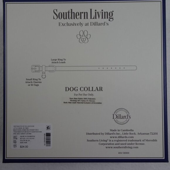 Southern Living Faux Leather Dog Collar Size XS / SMALL Blue Adjustable - Picture 8 of 11